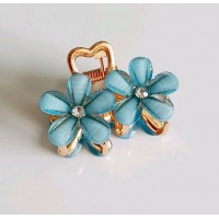 jepit rambut bungga biru diamond kecil 